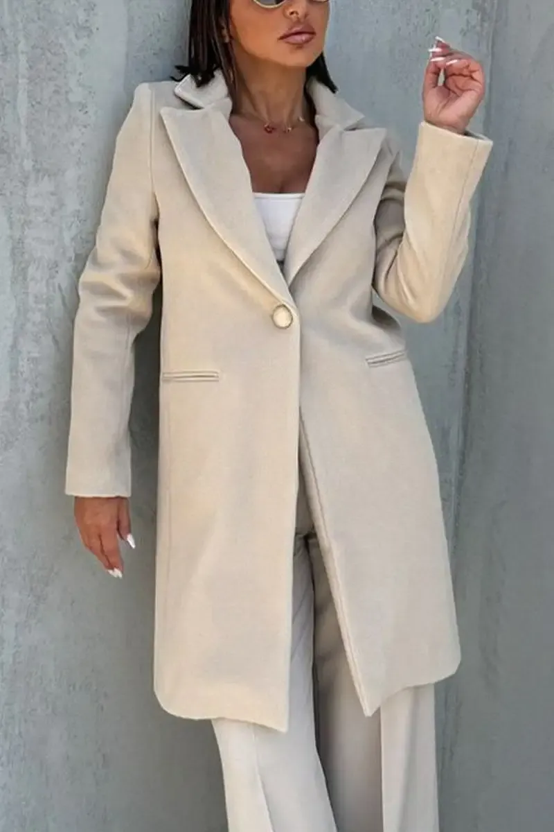 Women's Casual Lapel Solid Color Coat