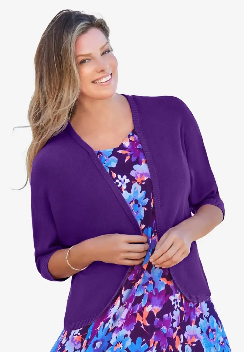 Rib Trim Cardigan Shrug