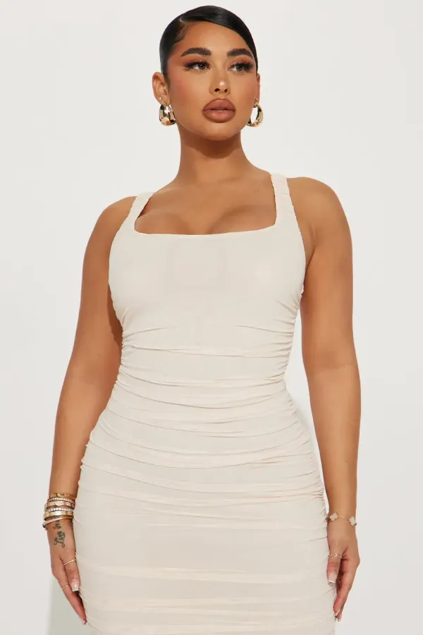 Josephine Mesh Midi Dress - Cream