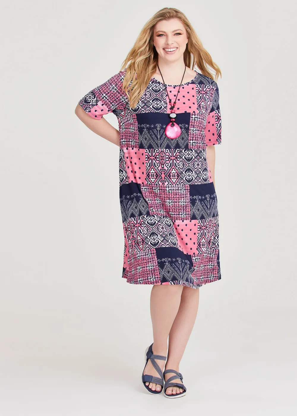 Tribal Shift Midi Dress