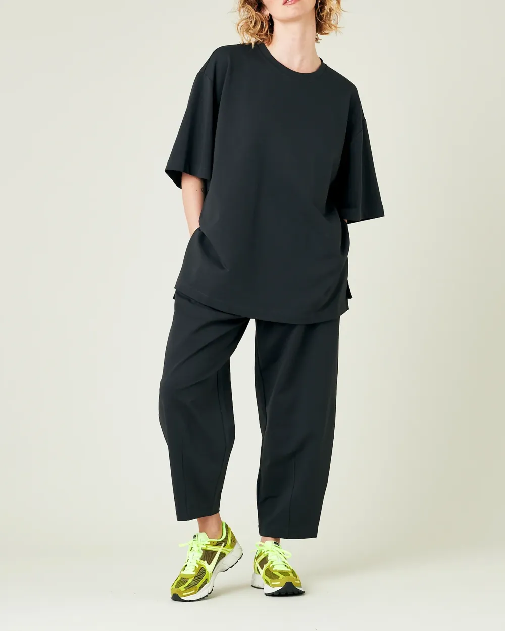COTTON JERSEY SHORT DROP SLEEVE TOP