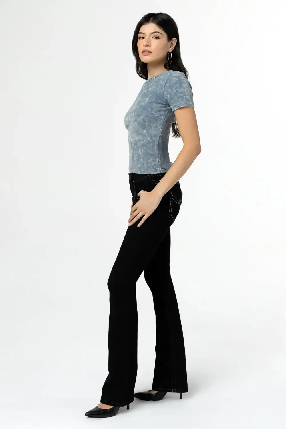 Metallic Classic Black Bootcut Jeans