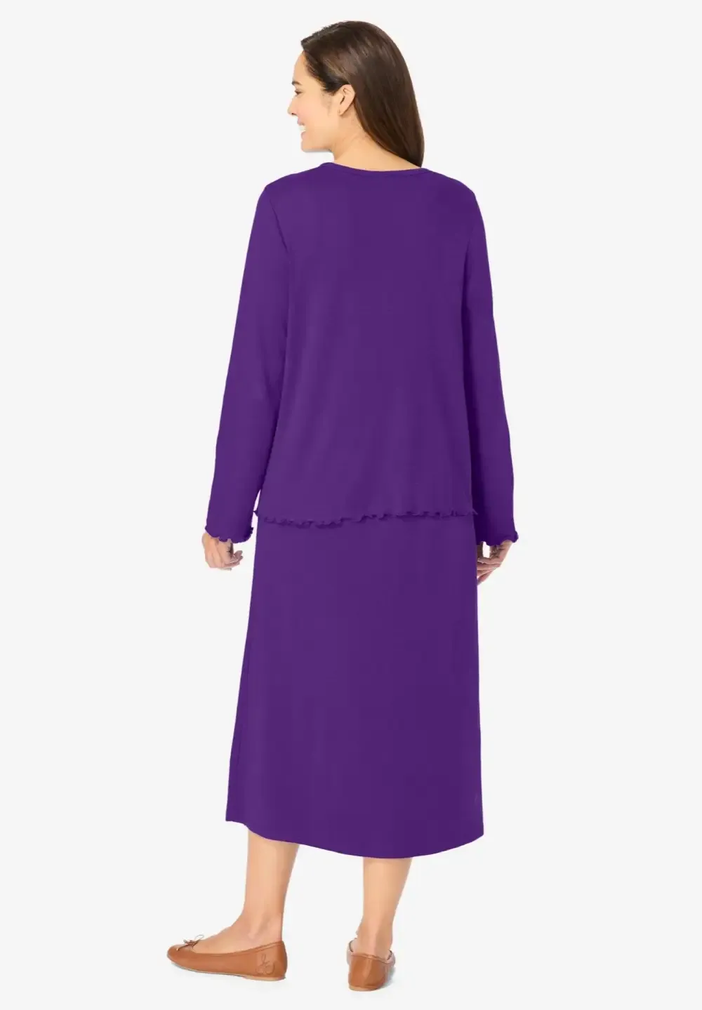 Lettuce Trim Knit Jacket Dress
