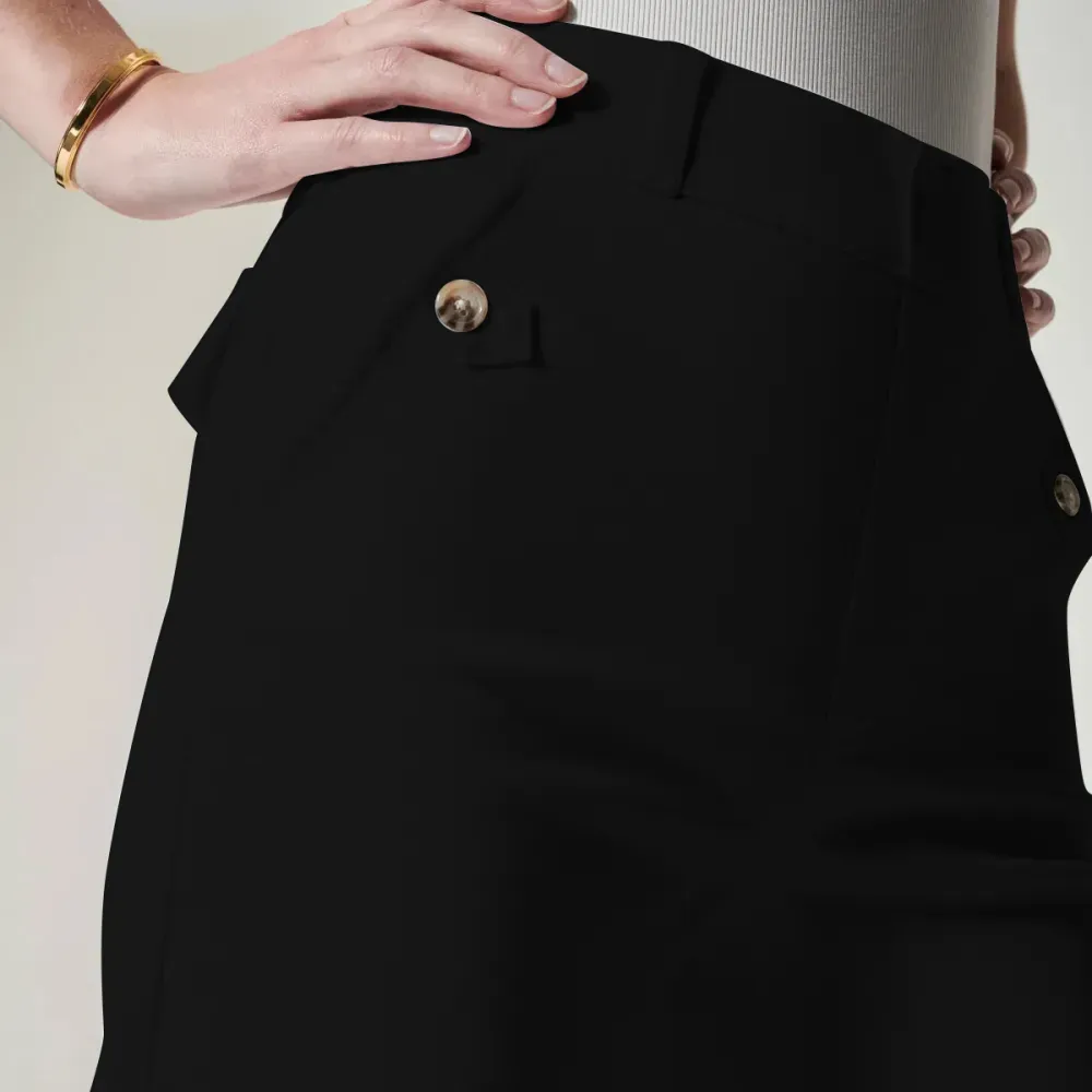 Stretch Twill Cropped Wide Leg Pant