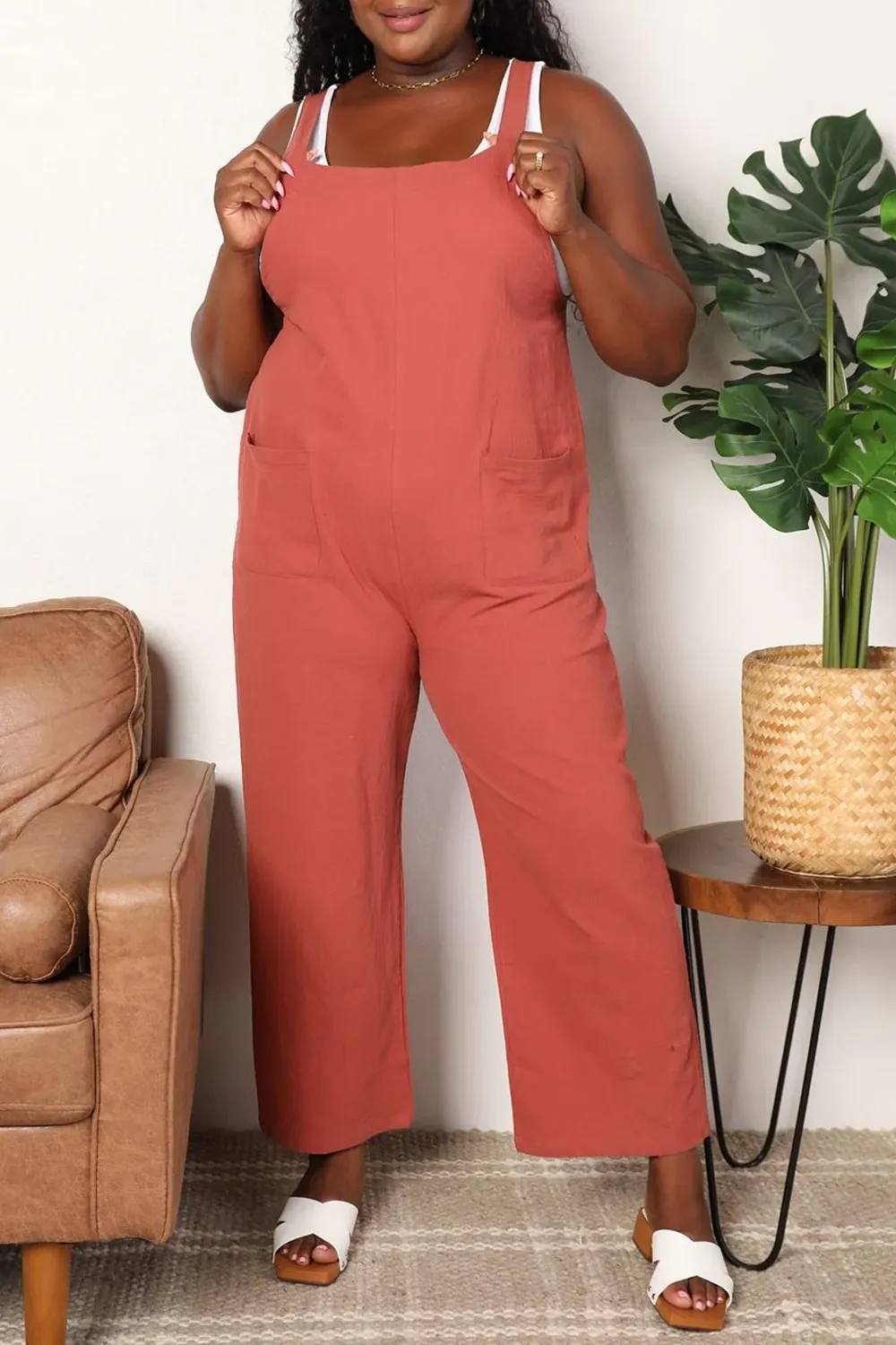 Red Orange Loose Soft Breathable Jumpsuit
