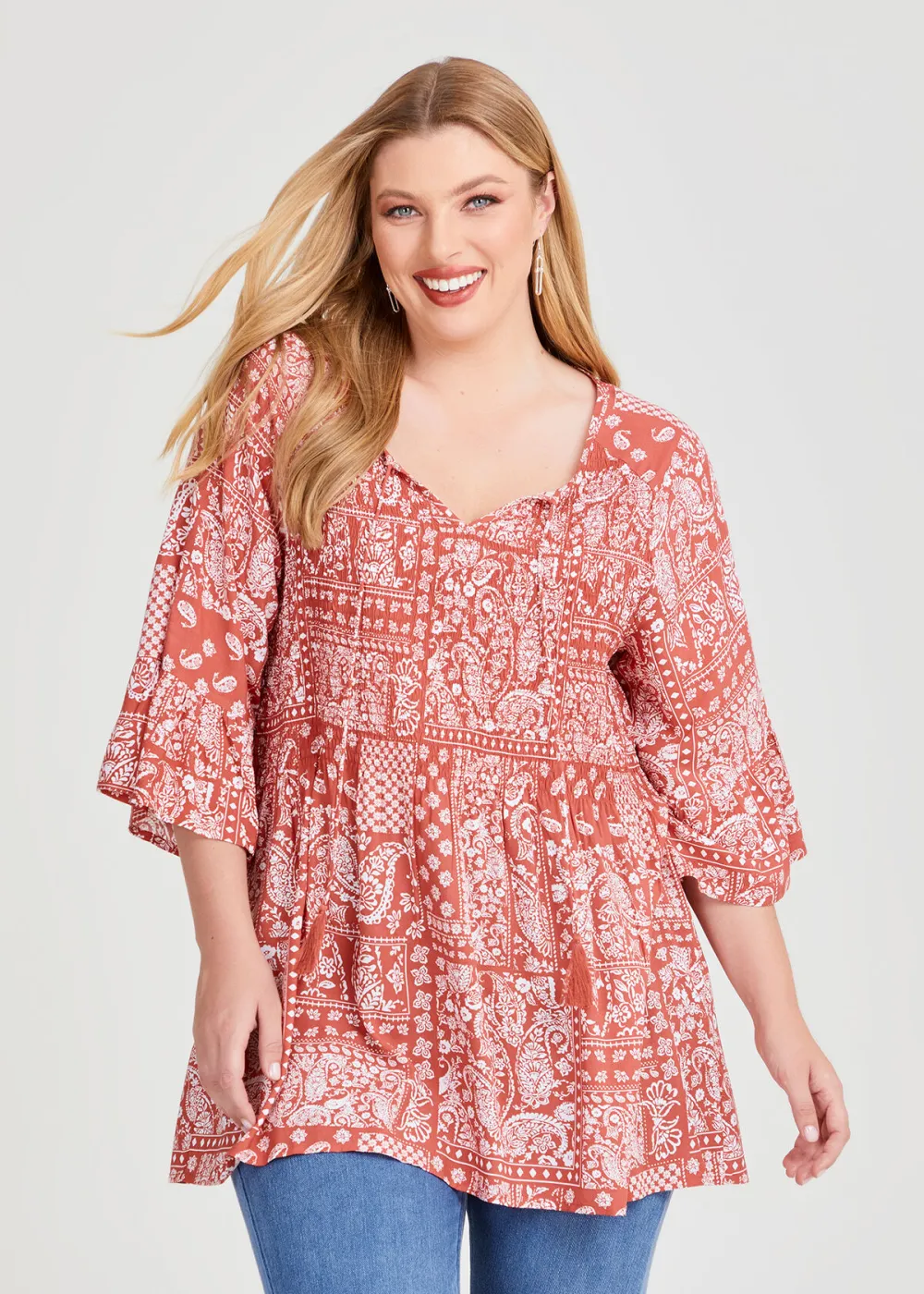 Natural Scarf Print Tunic