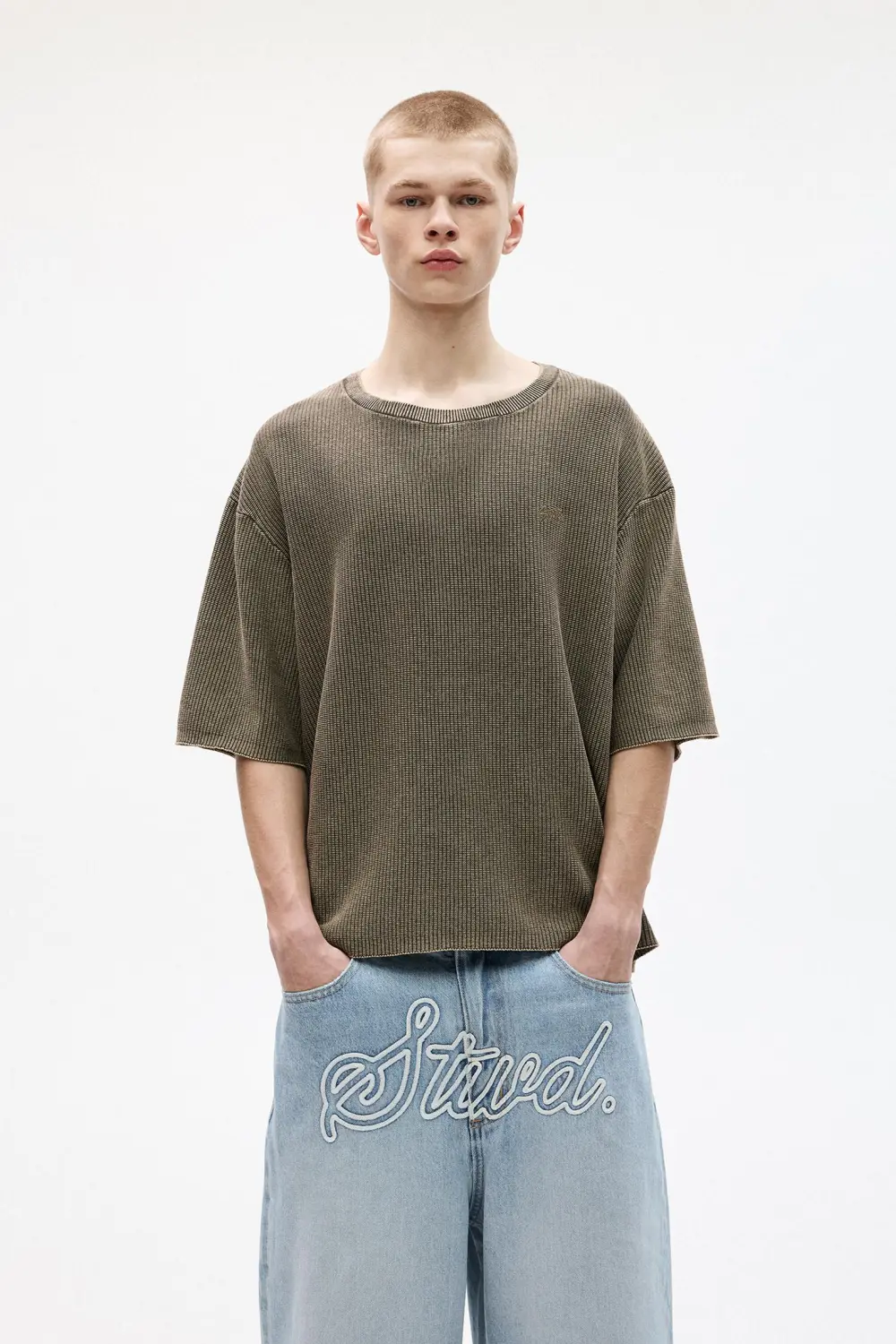 Waffle-knit STWD T-shirt