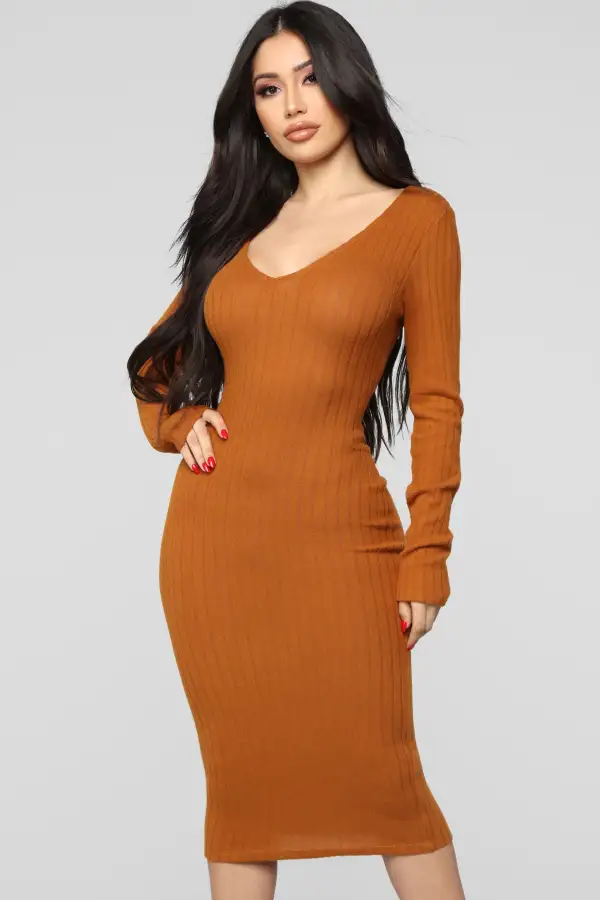 For The Thrill Of It Midi Dress - Rust