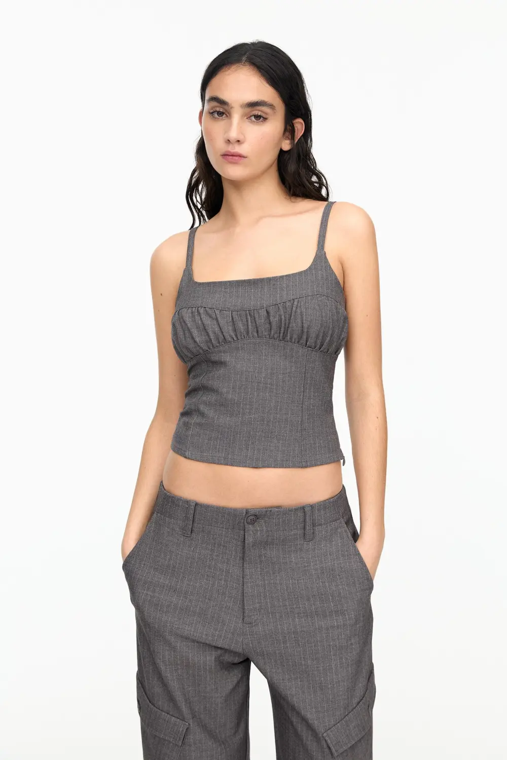 Strappy pinstripe top