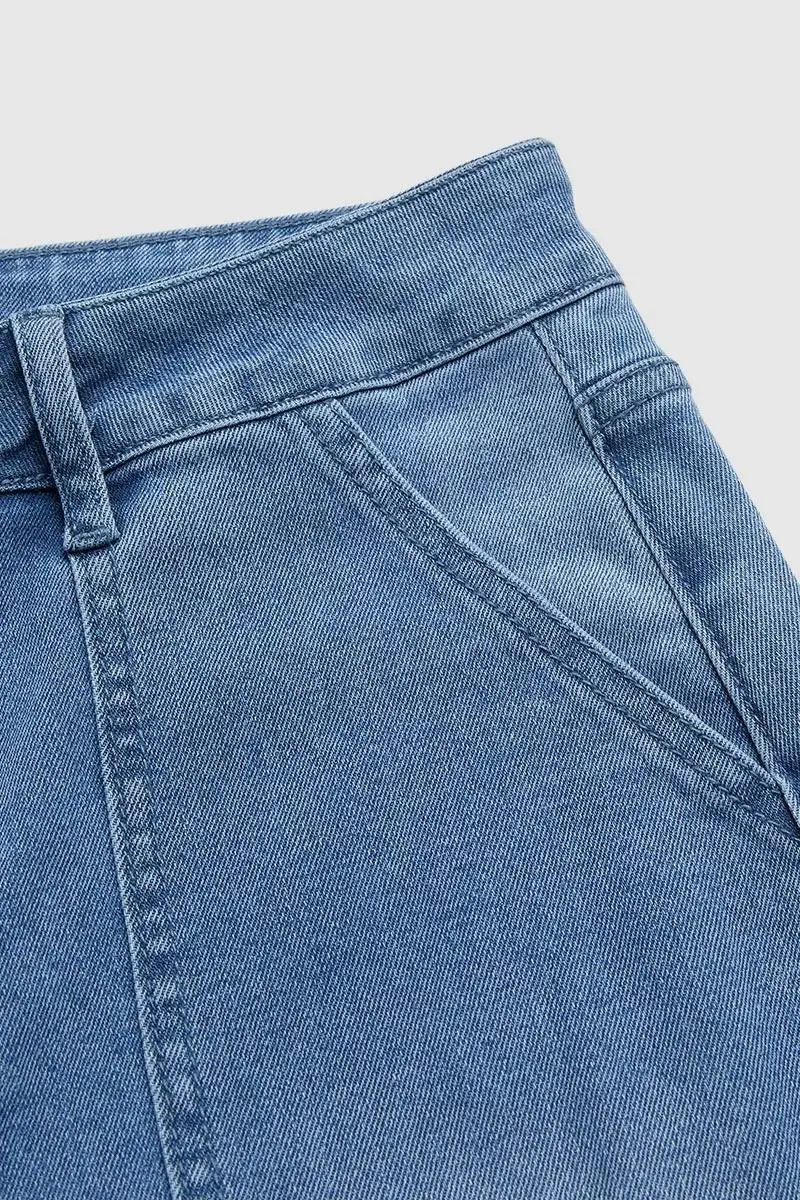 Wash Mid Rise Straight Leg Jeans Without Belt