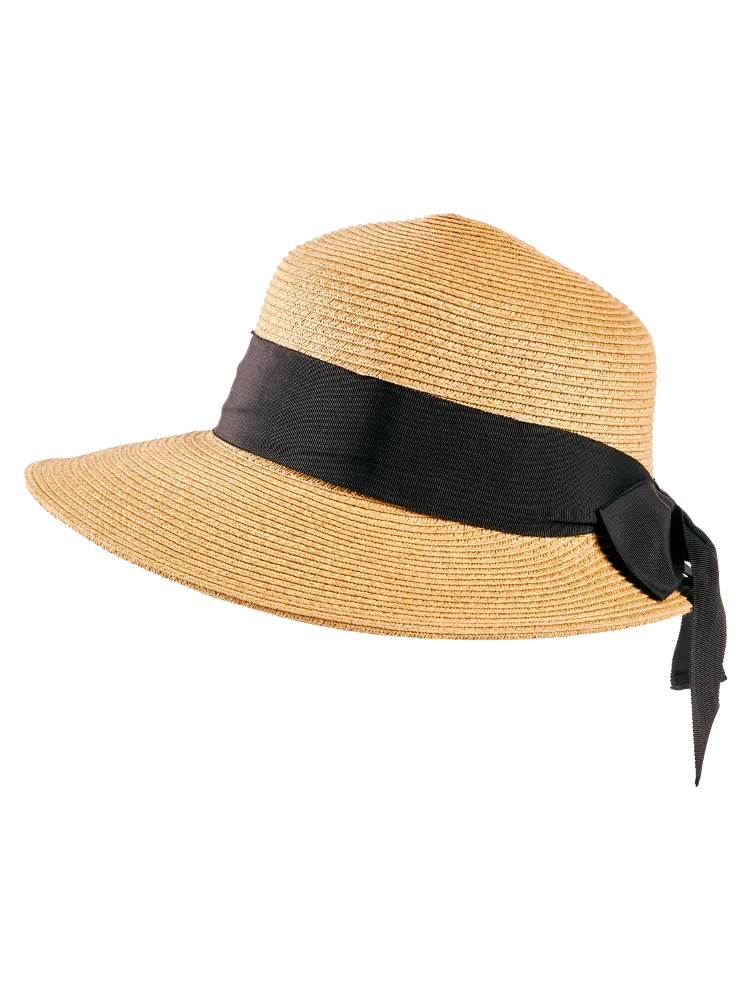 Women's Raffia Hat With Ribbon and Bow