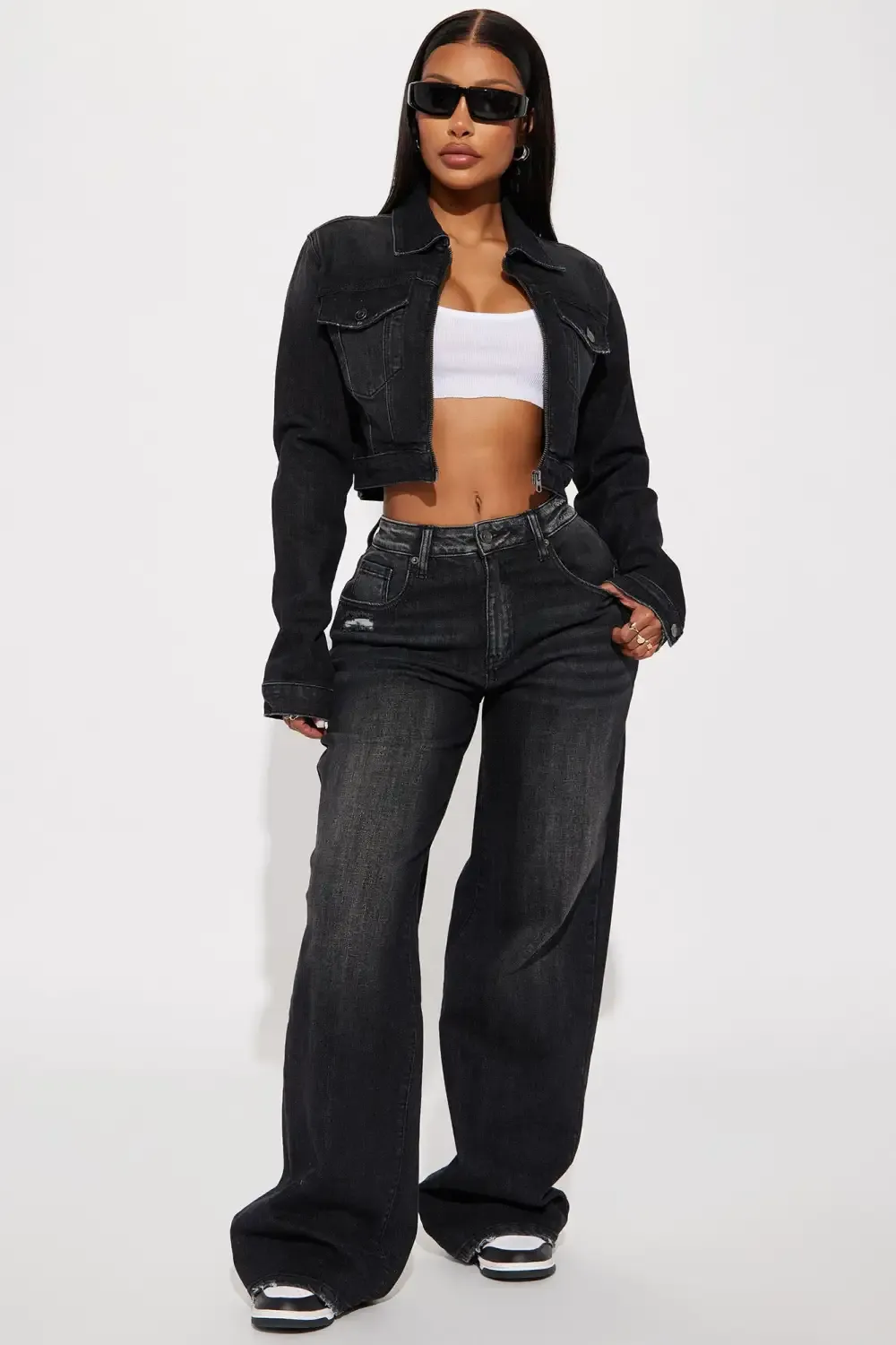 Astrid Wide Leg Baggy Jean - Black Wash