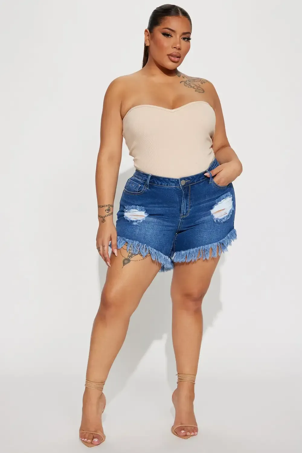 Go Wild Stretch Cut Off Denim Shorts - Dark Wash