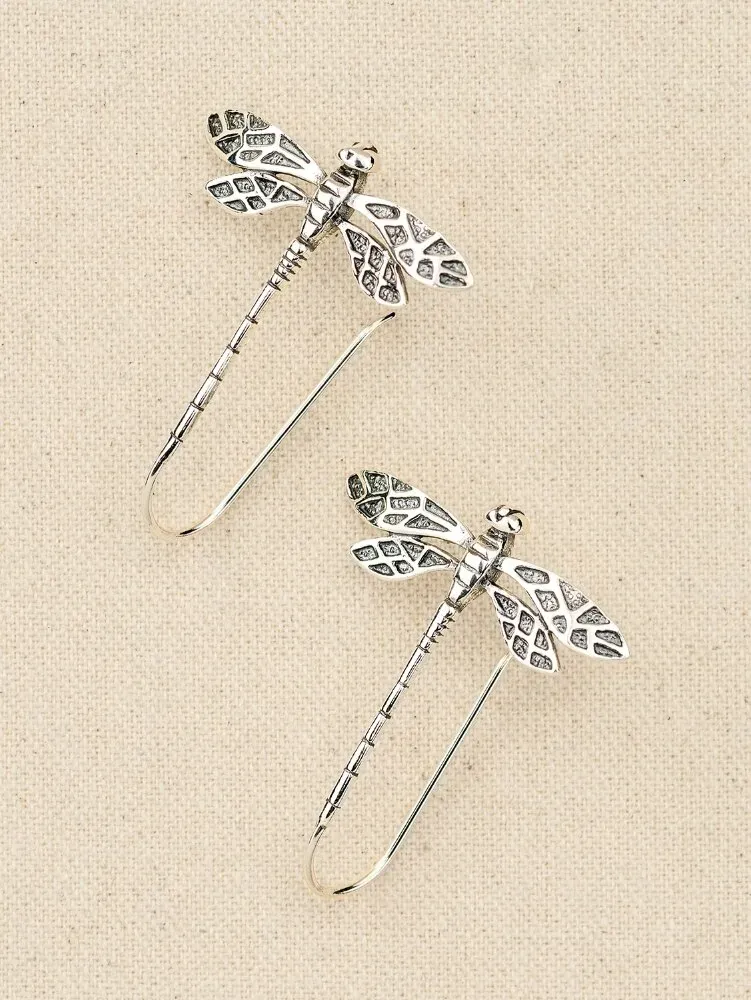 Sterling Silver Dragonfly Drop Earrings