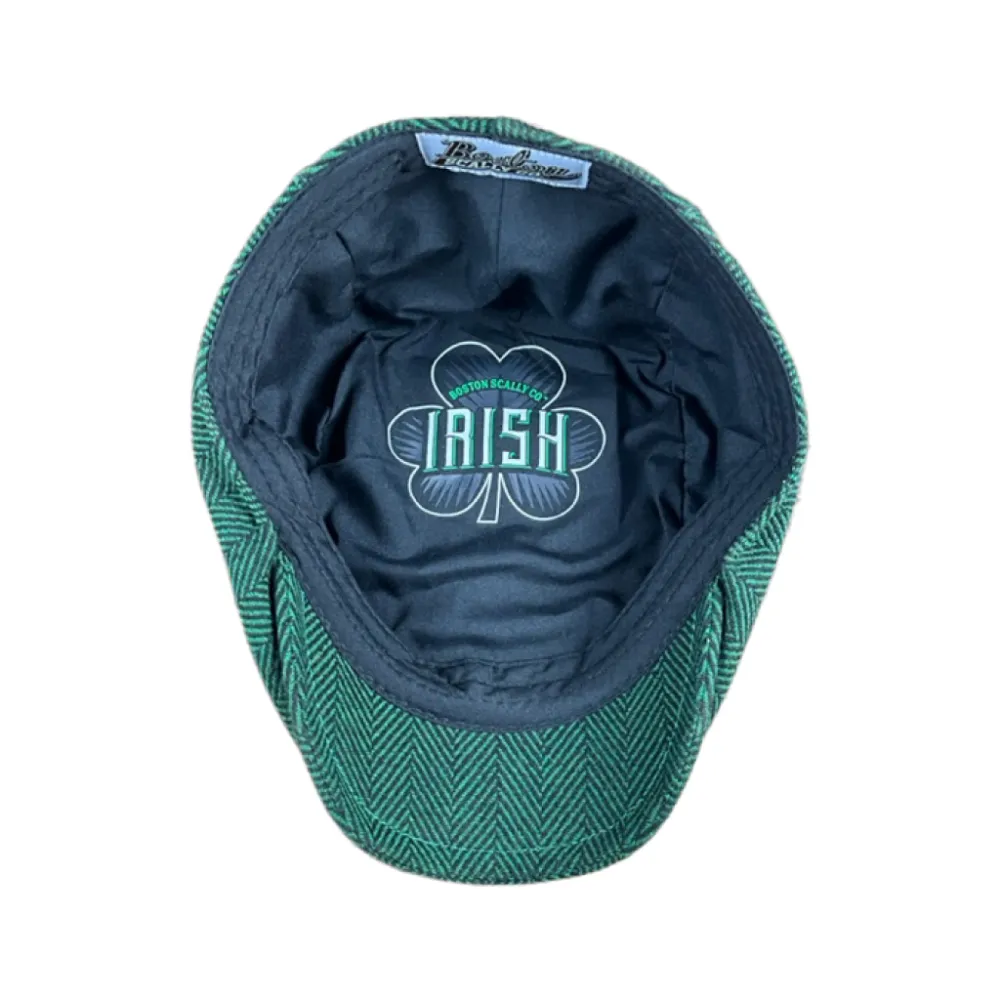 The Irish Boston Scally Cap - Green Herringbone
