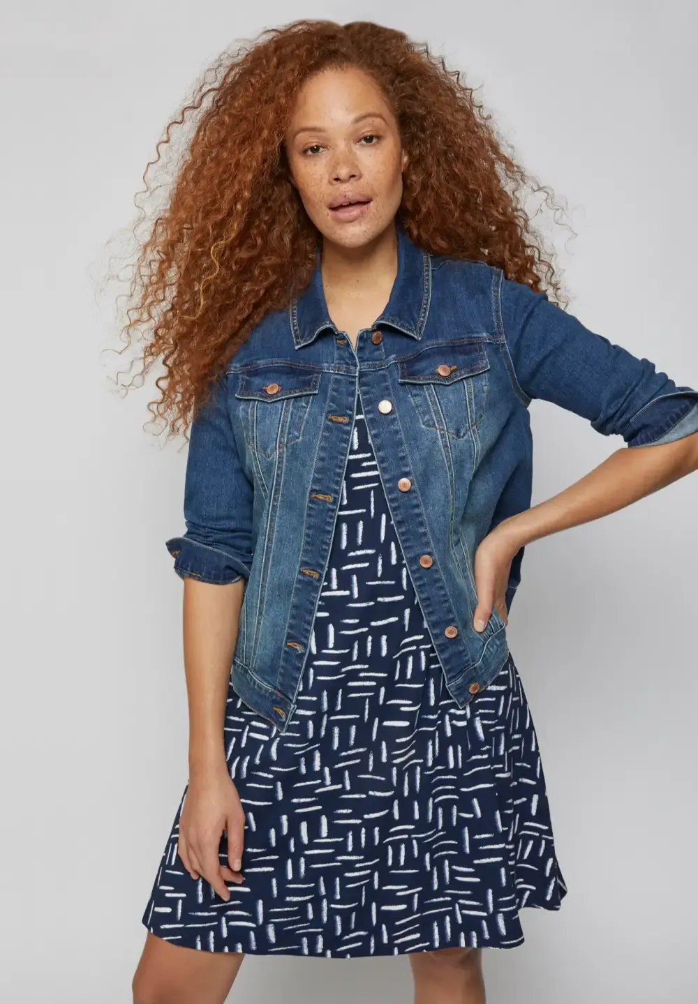Short Sleeve A-Line Knit Dress