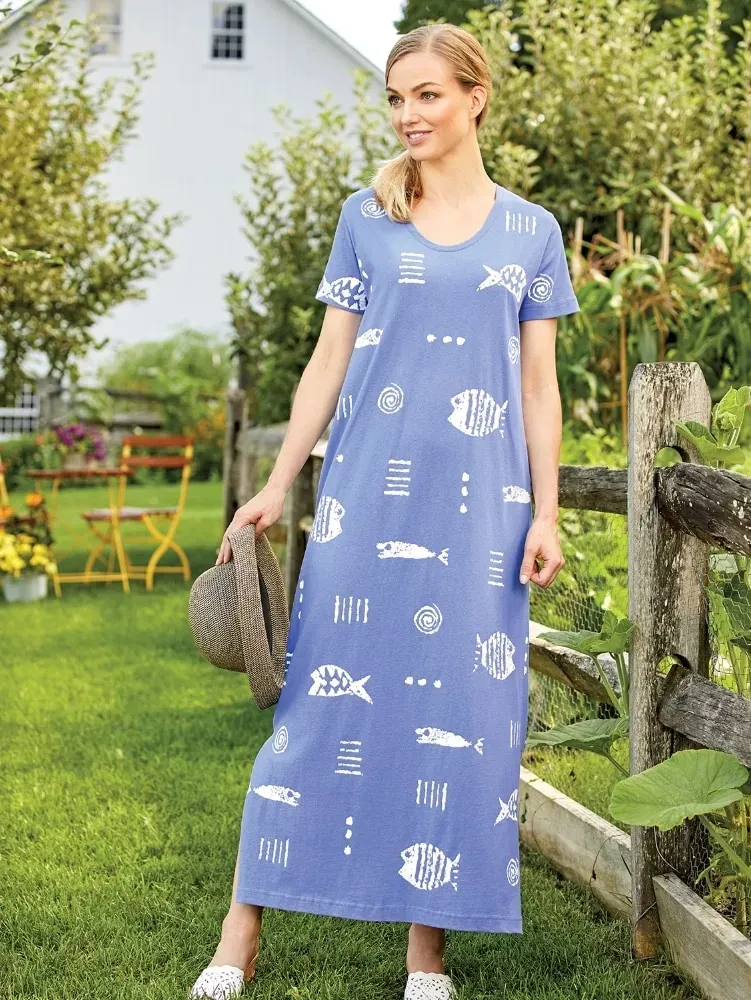 M.MAC Rock Fish Cotton Knit Ankle-Length Dress