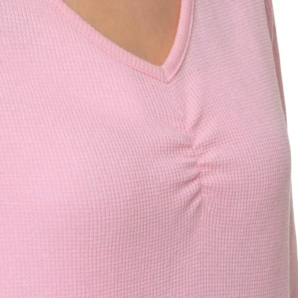 Fruit of the Loom Women's Waffle V-Neck Top and Flannel Pant Sleep Set