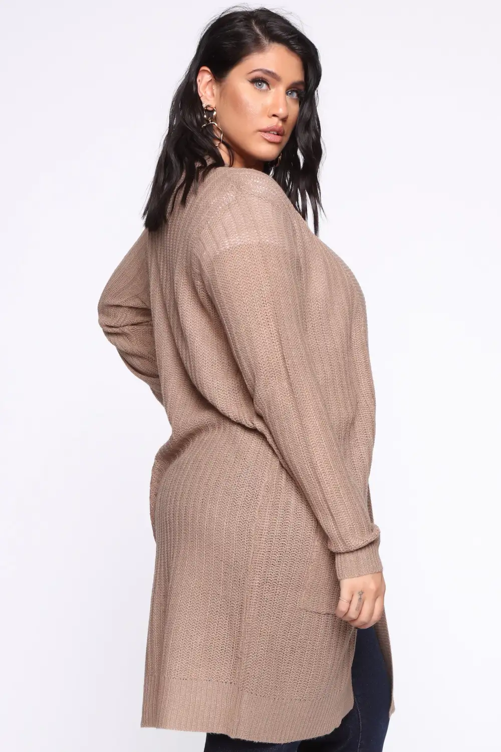 Throw It On Ribbed Cardigan - Khaki