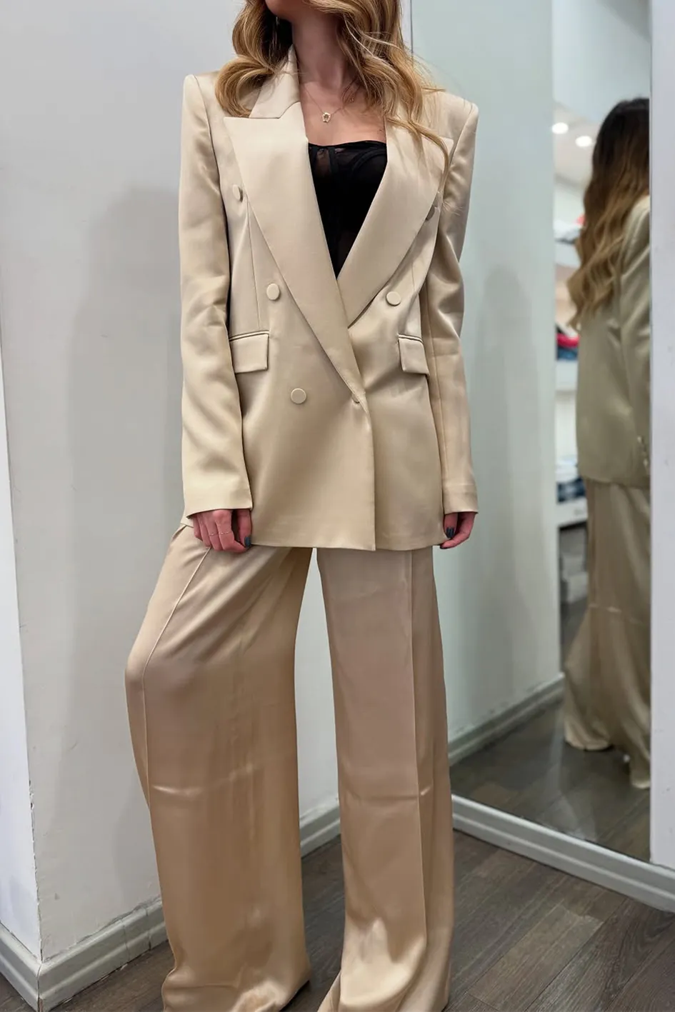 Women'S Satin Casual Top And Pants 2-Piece Set