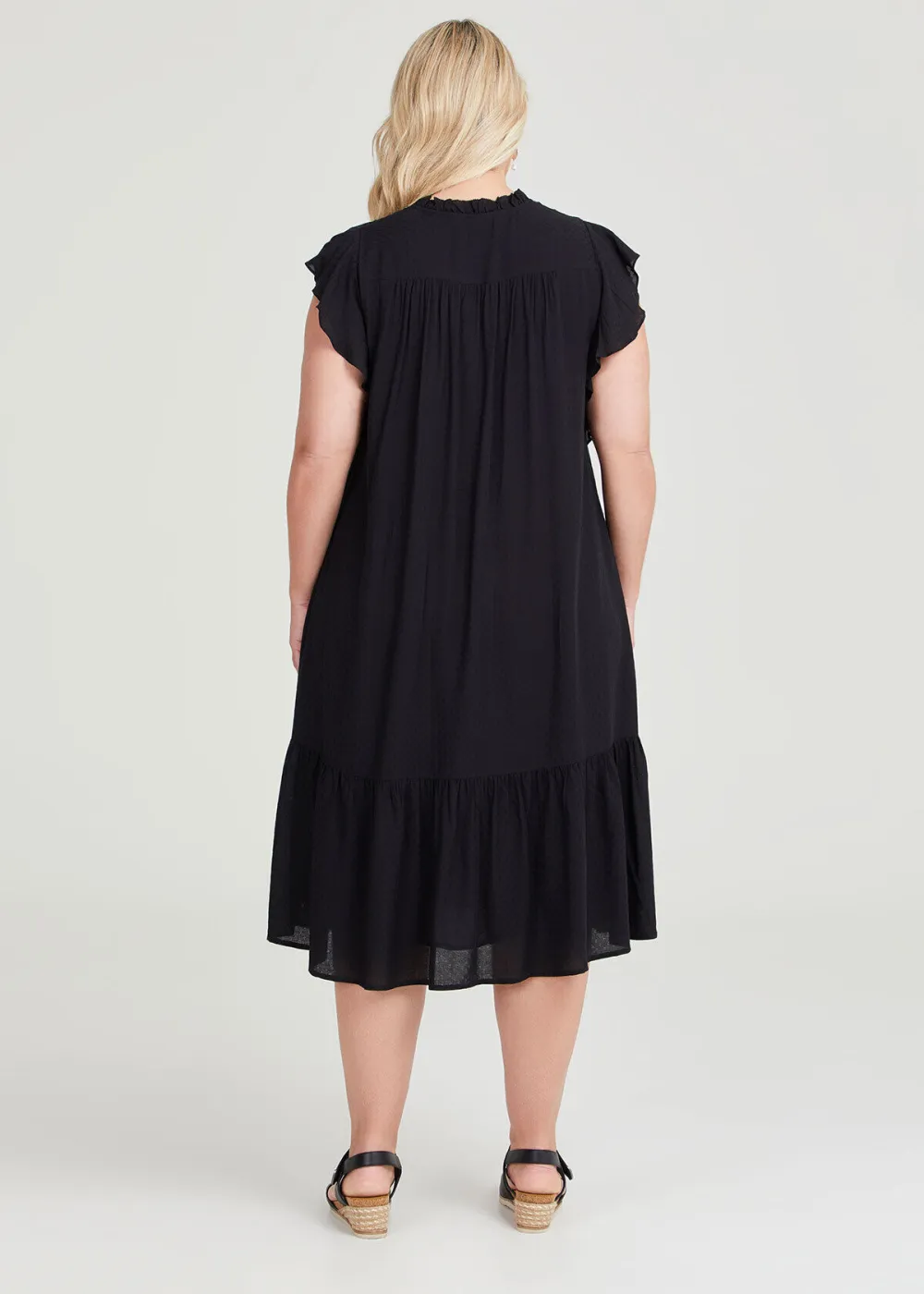 Natural Dobby Cutout Dress