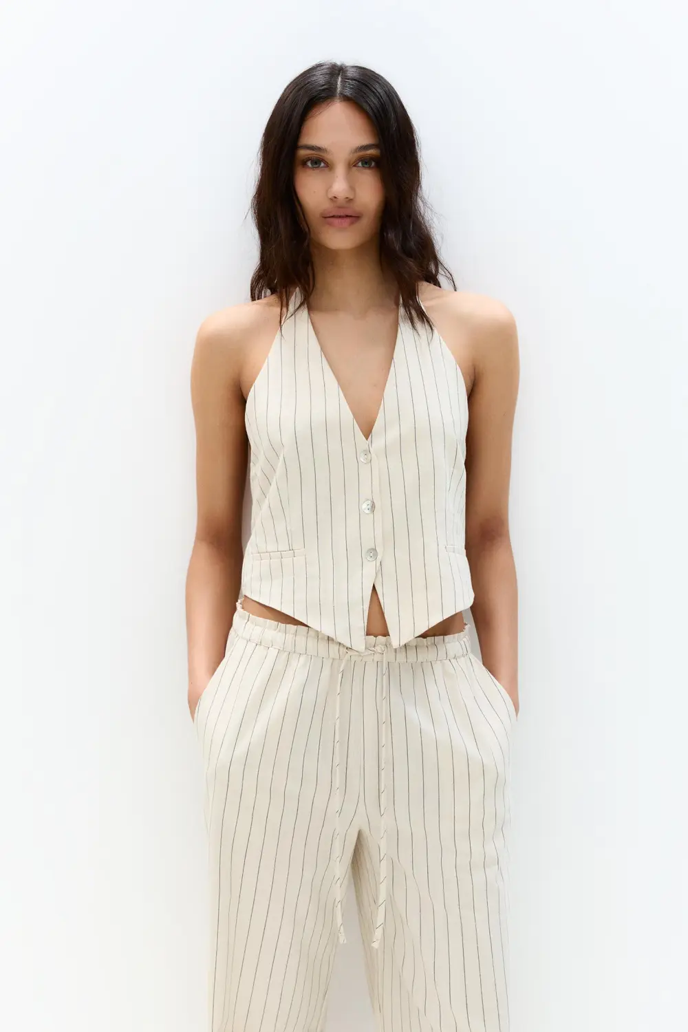 Striped vest with open back