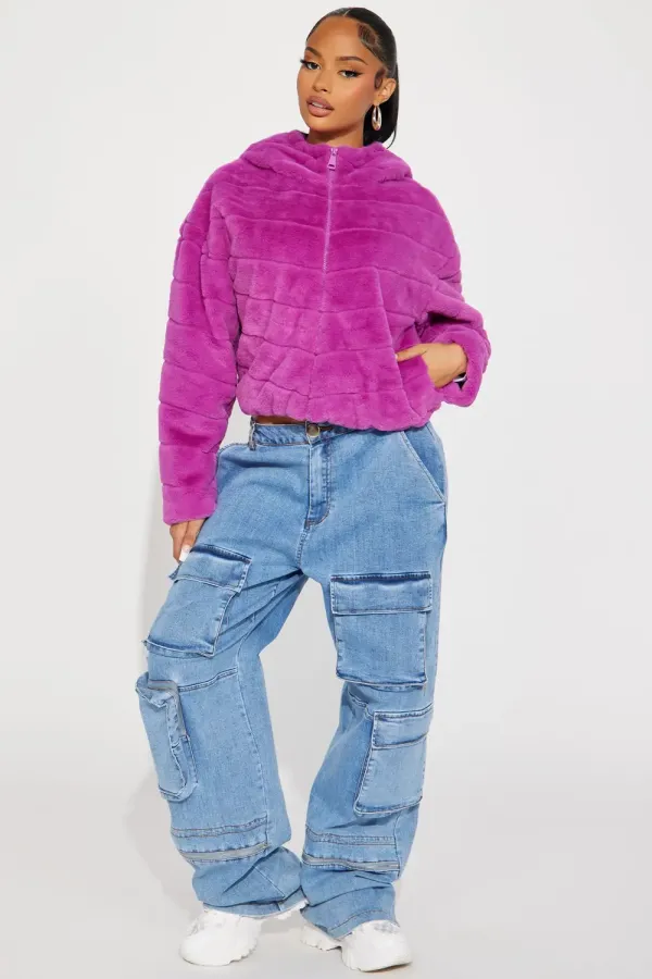 Capture This Faux Fur Jacket - Magenta