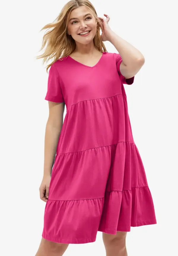 Tiered Knit Tee Dress