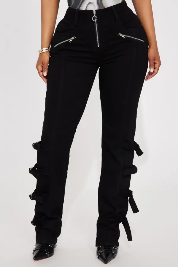 Before Dawn Moto Straight Leg Jeans - Black
