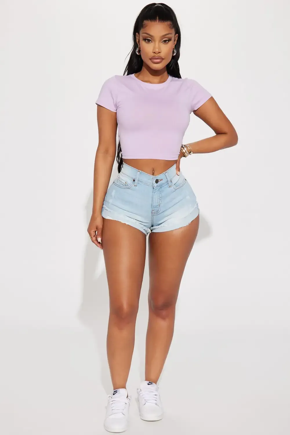 Sit Tight Lux Stretch Denim Shorts - Light Wash