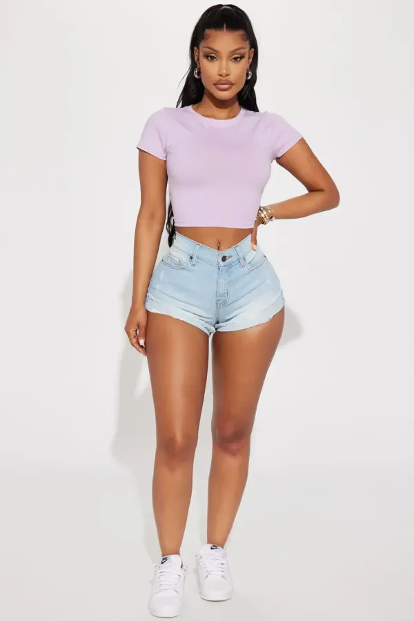 Sit Tight Lux Stretch Denim Shorts - Light Wash
