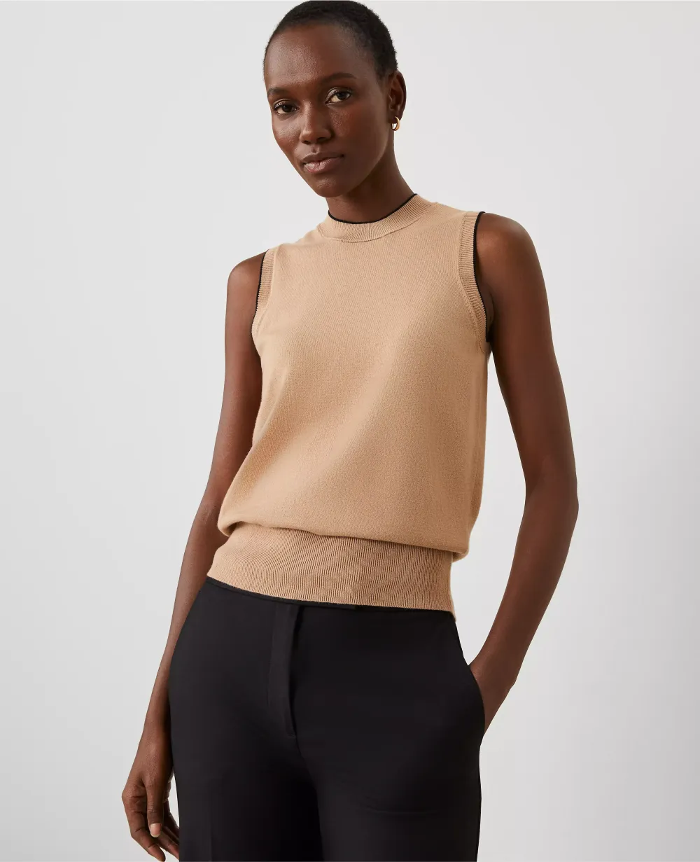 Tipped Mock Neck Sweater Shell