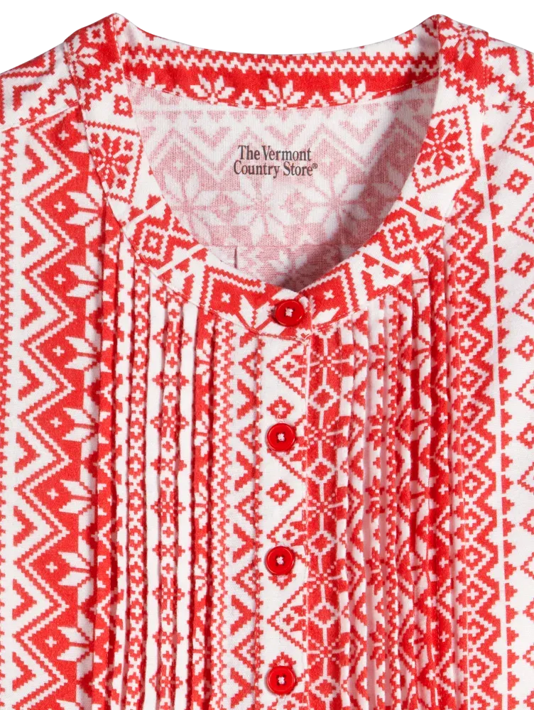 Nordic Snowflake Flannel Nightgown