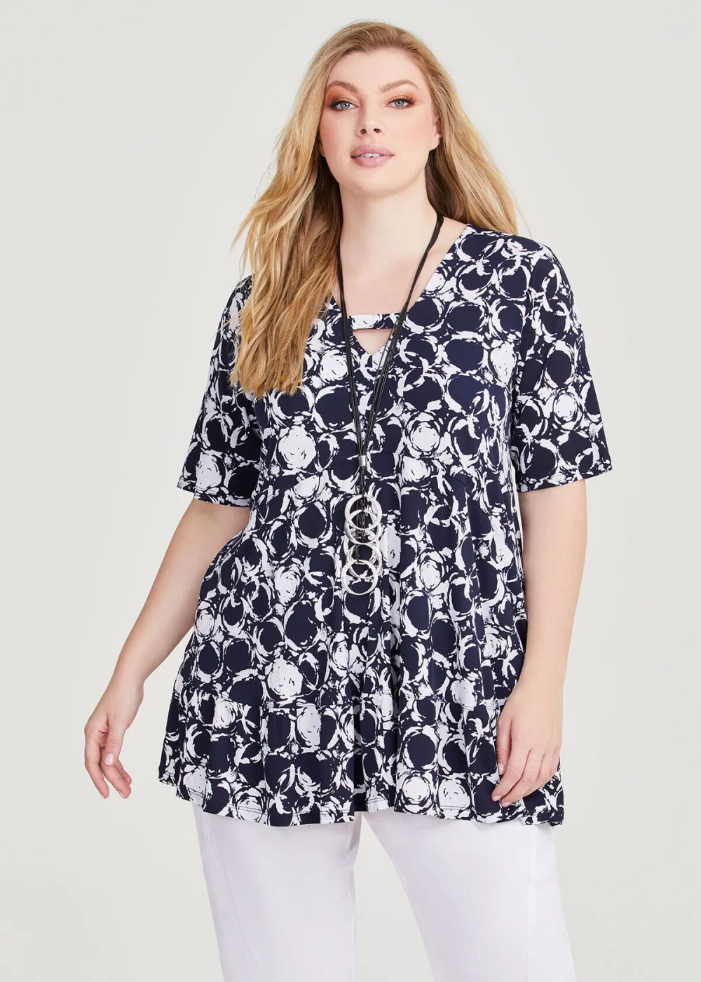 V-neck Foil Spot Top