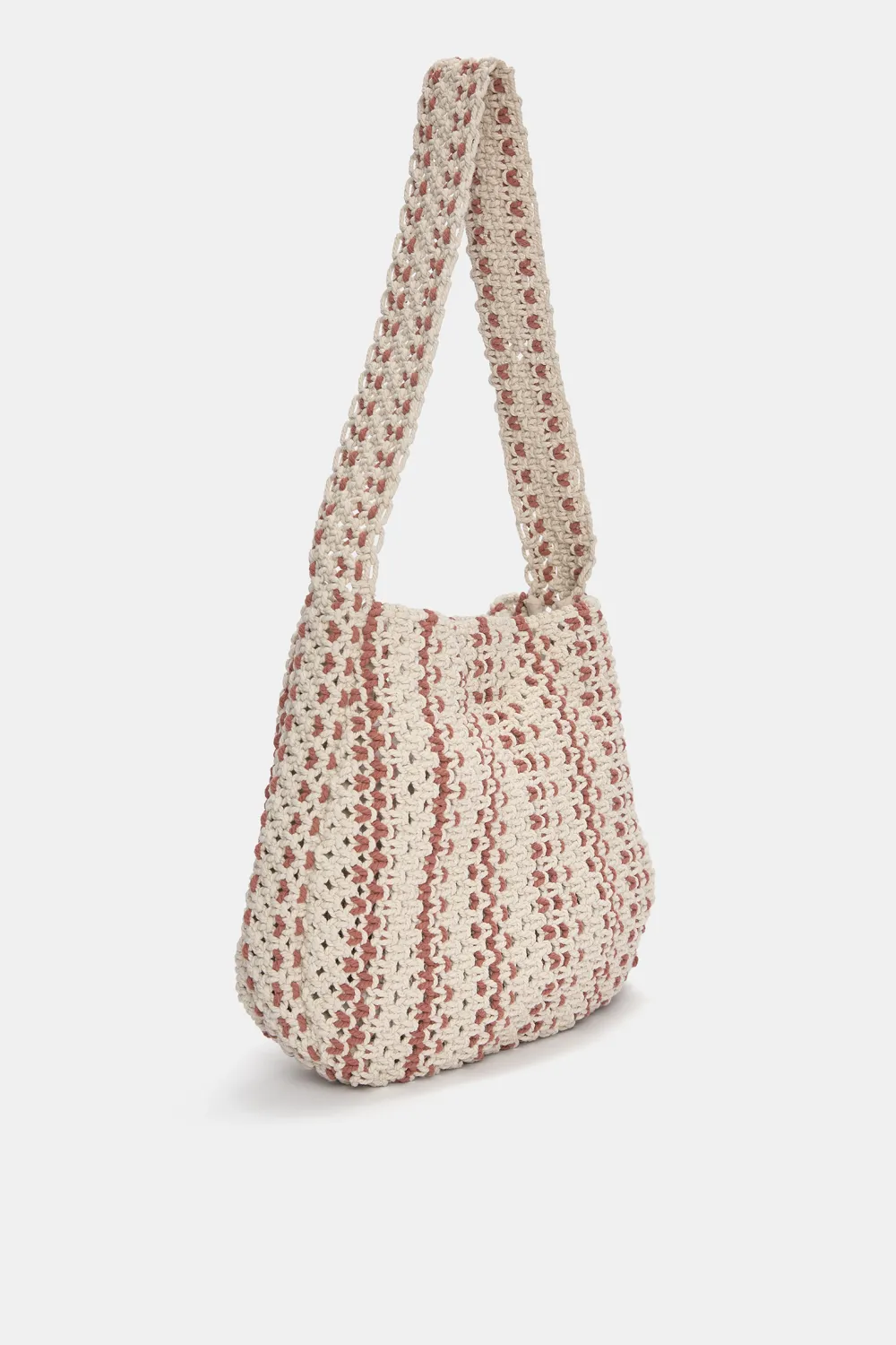 Bolso shopper rayas macramé