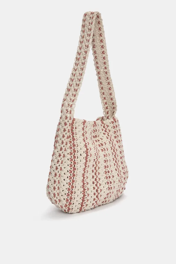 Bolso shopper rayas macramé
