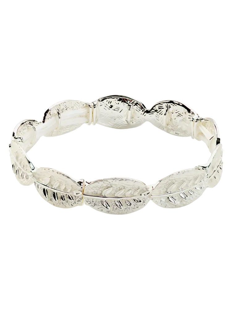Circle of Leaves Silver Stretch Bracelet