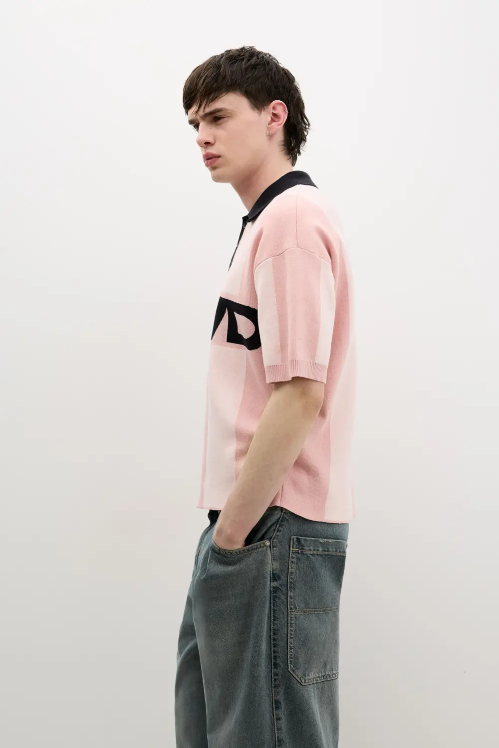 Striped STWD knit polo shirt