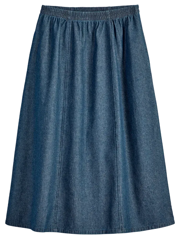 Classic Six-Gore Cotton Denim Skirt