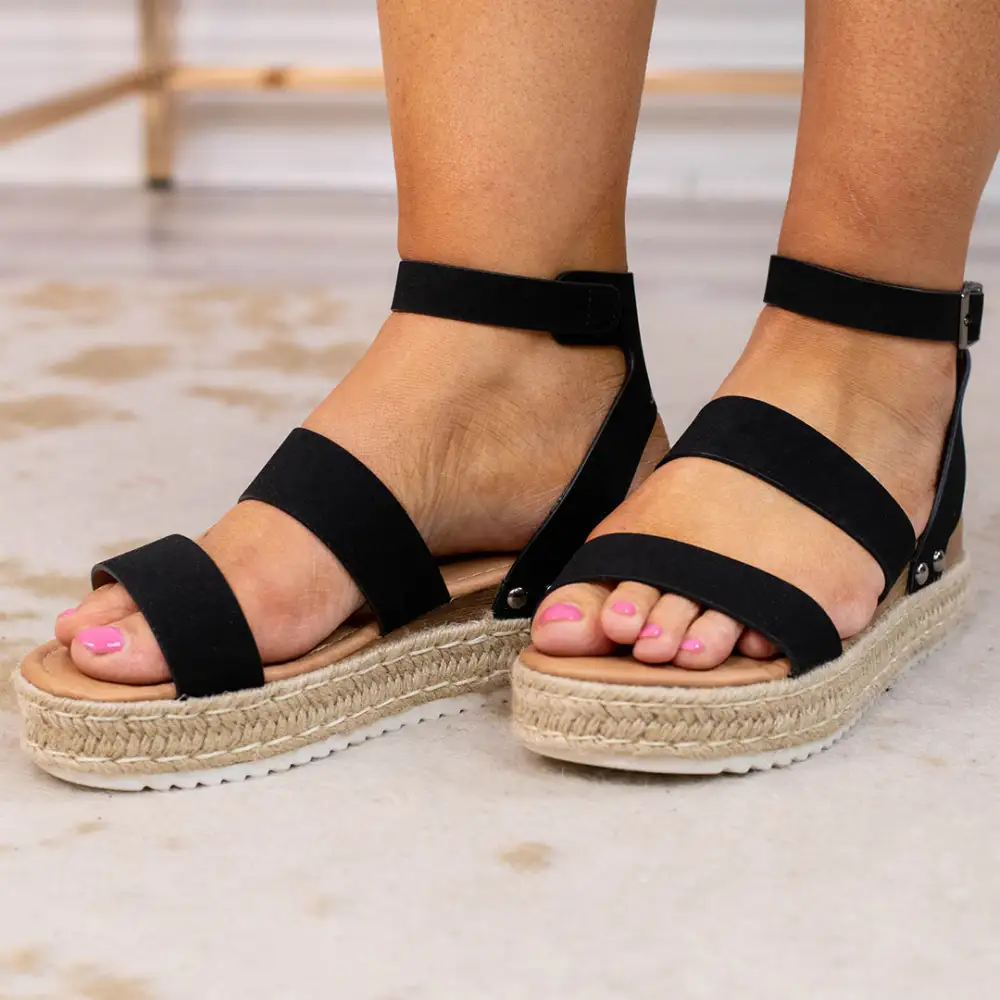 Sole Searching Sandals, Black