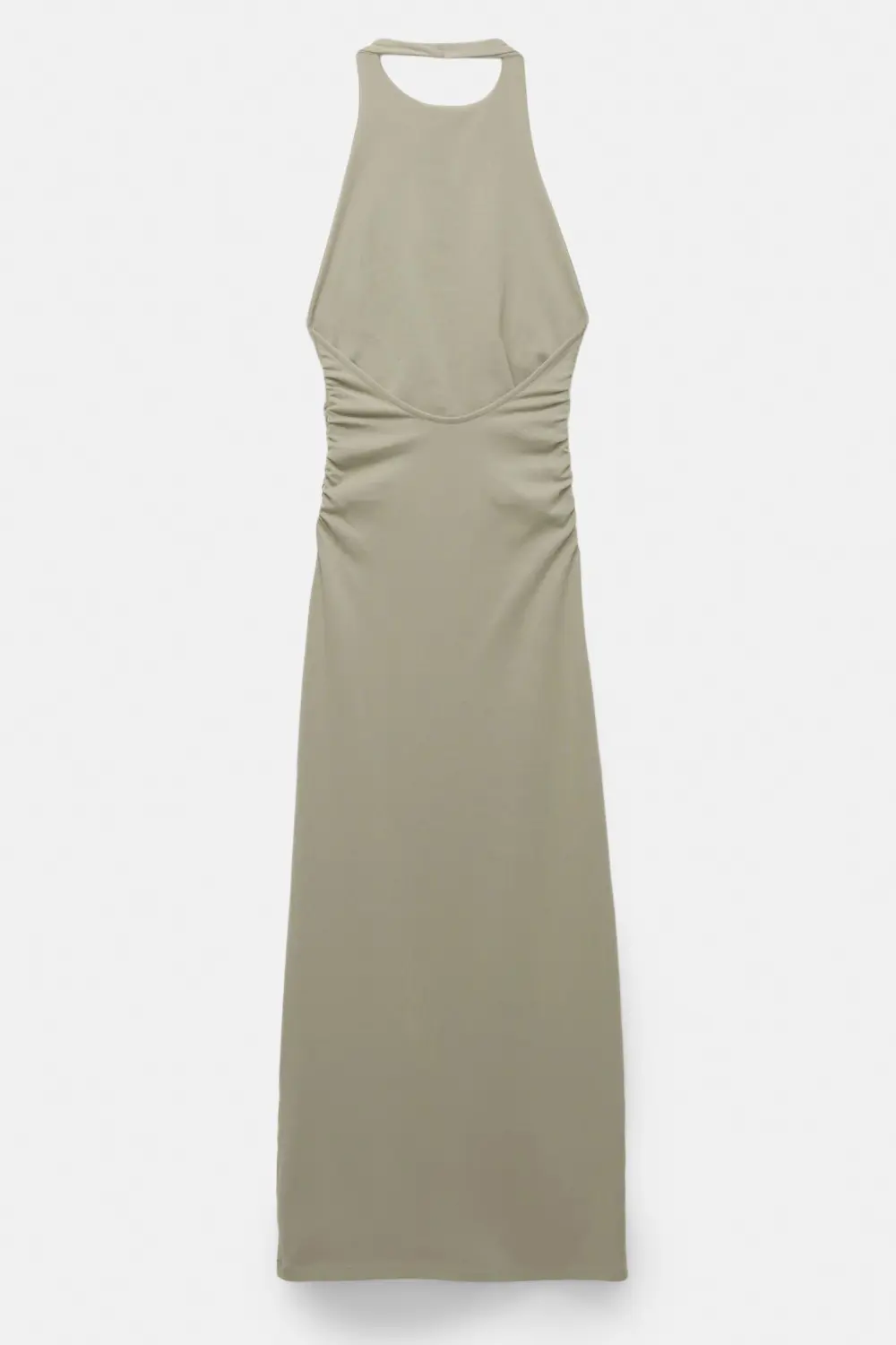 Vestido midi halter frunces