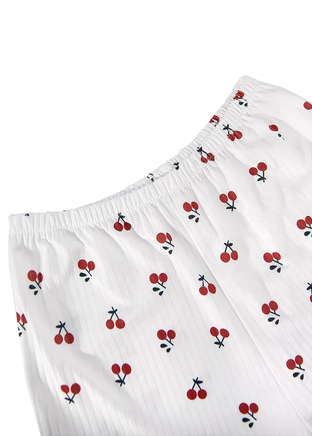 White Fruit Printing Short Sleeve Lounge Top and Pants