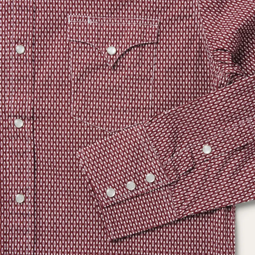 Broken Diamond Print Western Shirt