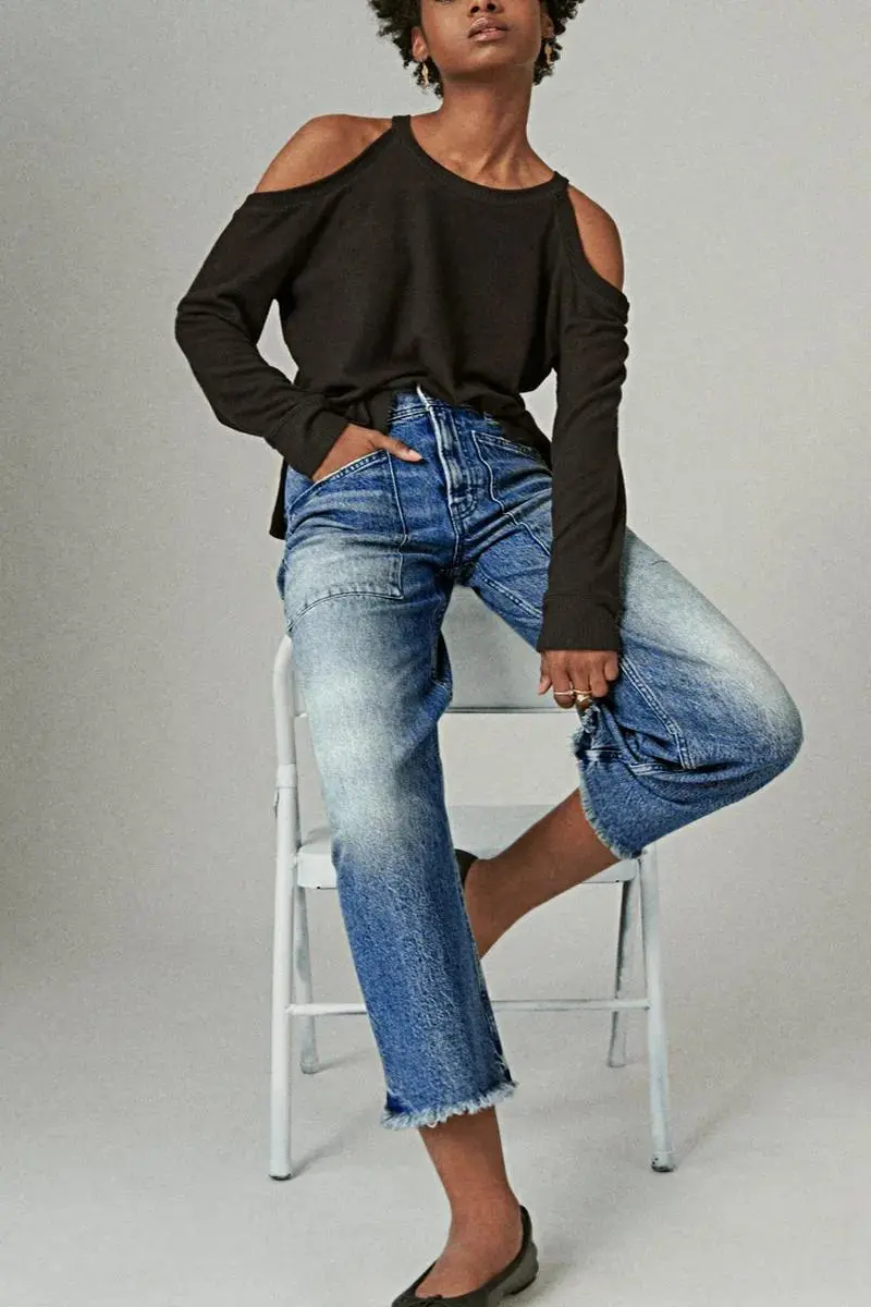 Wash Raw Hem High Rise Wide Leg Jeans