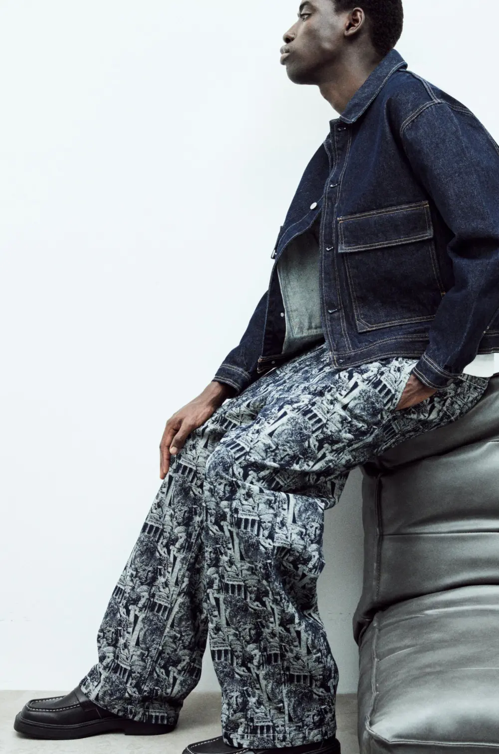 Baggy jacquard jeans
