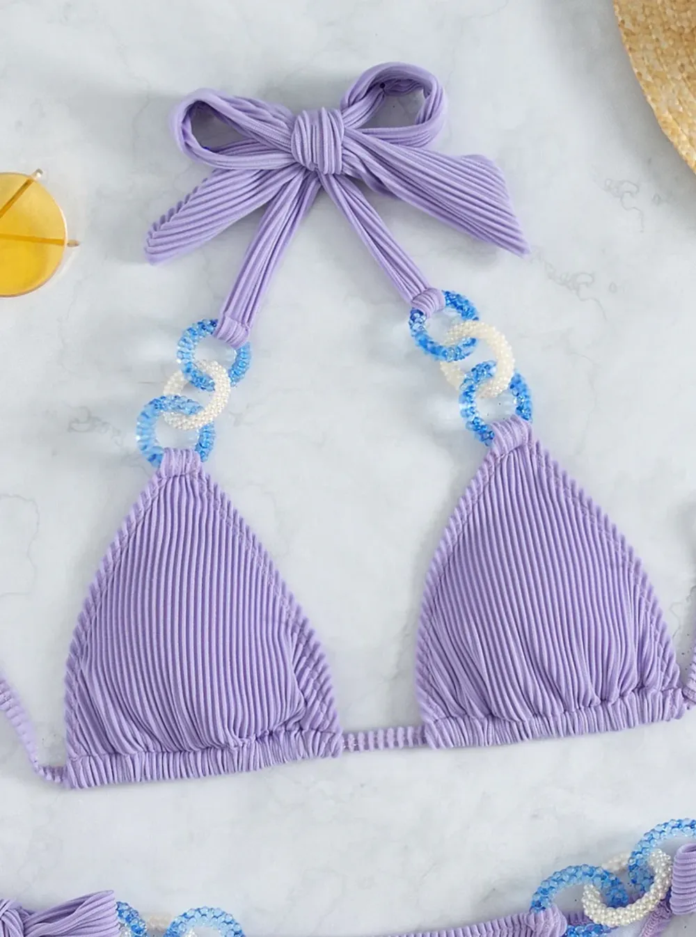 Halter Acrylic Design Side Tie Bikini