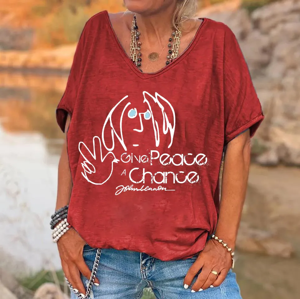 Give Peace A Chance Print Women's T-shirt