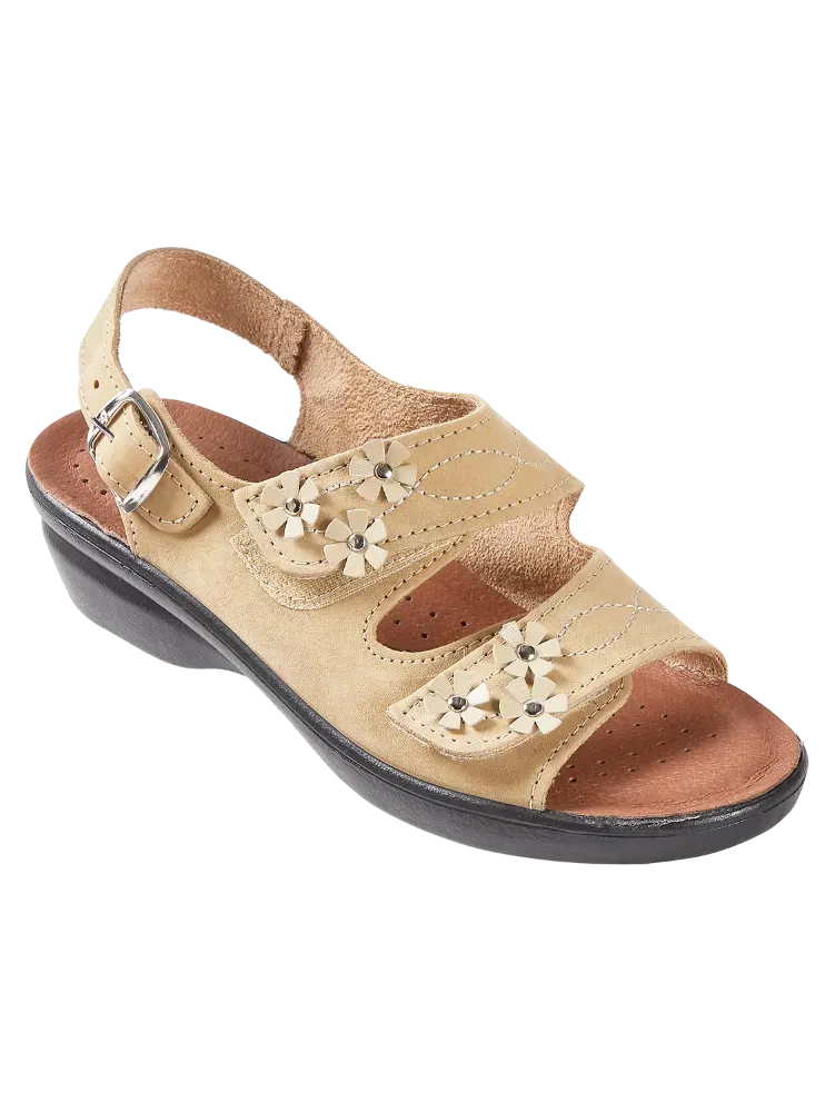 Women's Beautiful Blossoms Adjustable Leather Sandals