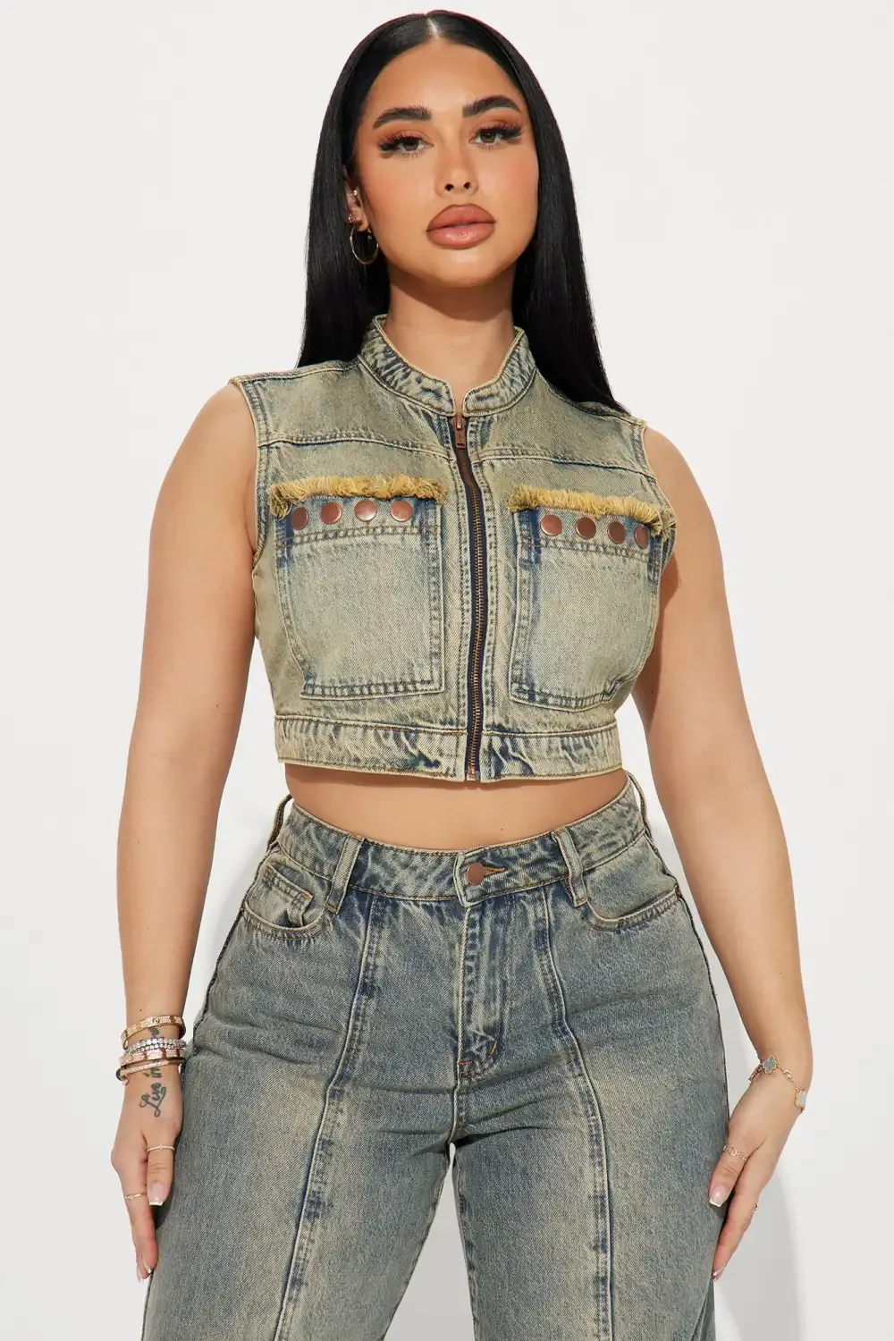 All Too Well Tinted Denim Vest - Vintage Wash