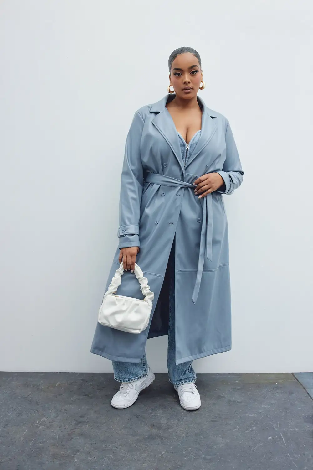 Last Nights Look Trench Coat - Slate Blue